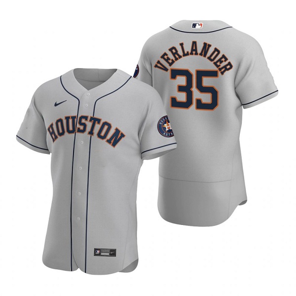Men's Gray Houston Astros #35 Justin Verlander  Flex Base Stitched Jersey